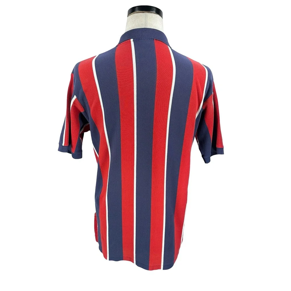 Vintage Polo Ralph Lauren Golf Crest Polo Shirt Men Medium Red Navy Blue Striped